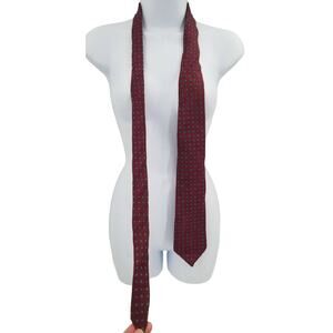 Campus Vintage Mens Neck Tie 58" Garnet Blue Gridded Paisley